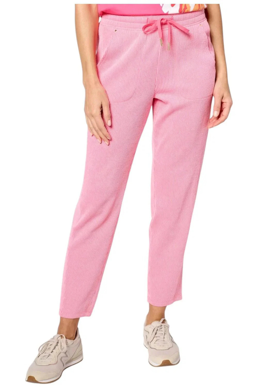 Sport Savvy Seersucker Slim Straight Ankle Pant Pink Punch - Petite